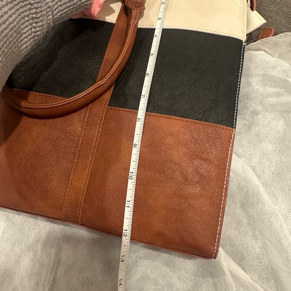 Black and Brown Laptop Bag with Detachable Strap - Picture 10 of 10